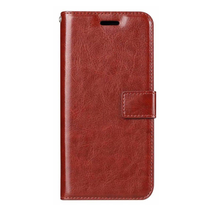Skórzany portfel z klapką Xiaomi Mi A2 Lite - skórzany pokrowiec na portfel Cas Case Red
