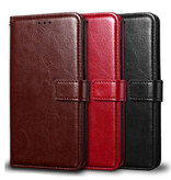 Stuff Certified® Xiaomi Redmi Note 9 Flip Leather Case Wallet - PU Leather Wallet Cover Cas Case Red