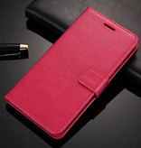 Stuff Certified® Xiaomi Redmi Note 8 Pro Flip Leather Case Wallet - PU Leather Wallet Cover Cas Case Red