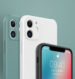 MaxGear Funda de silicona cuadrada para iPhone XS - Funda blanda mate con cubierta líquida negra