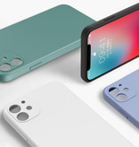 MaxGear Funda de silicona cuadrada para iPhone XS - Funda blanda mate con cubierta líquida gris