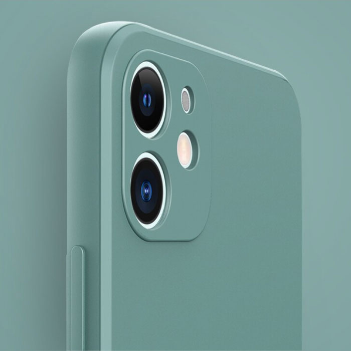 MaxGear Custodia in silicone quadrata per iPhone 12 - Cover liquida morbida opaca grigia