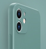 MaxGear Funda de silicona cuadrada para iPhone XS - Funda blanda mate con cubierta líquida Verde