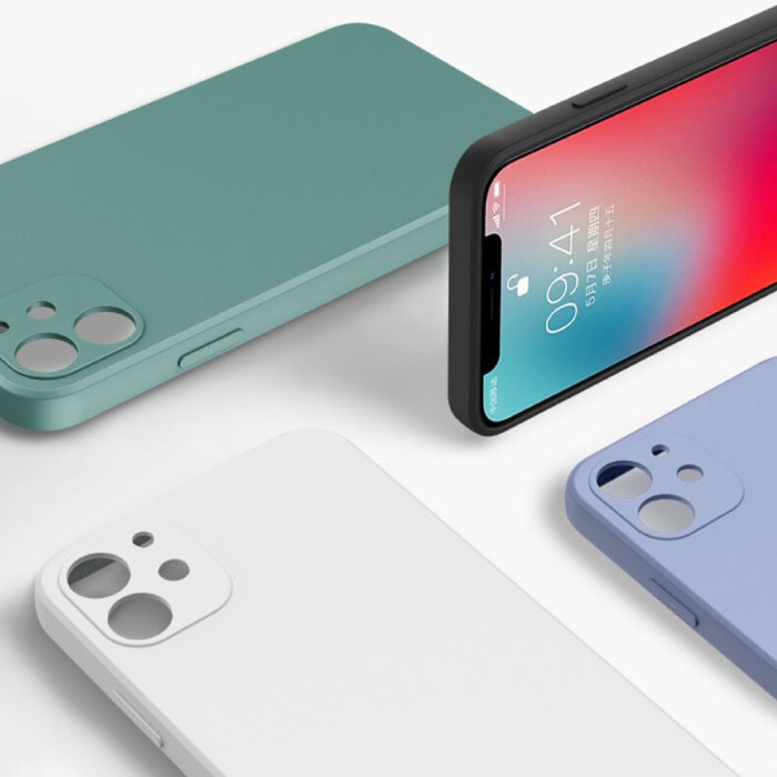 MaxGear Custodia in silicone quadrata per iPhone 12 Pro - Cover liquida morbida opaca verde