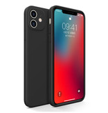 MaxGear Funda de Silicona Cuadrada Mini para iPhone 12 - Funda Suave Mate Liquid Cover Negro