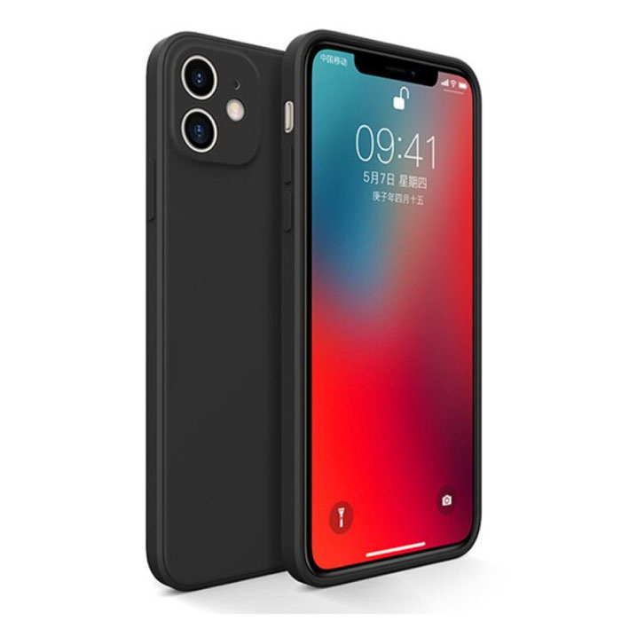 Funda de Silicona Cuadrada Mini para iPhone 12 - Funda Suave Mate Liquid Cover Negro