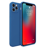 MaxGear Coque Silicone Carrée iPhone XS - Coque Souple Matte Liquid Cover Bleu