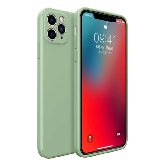 iPhone XS Max Square Silicone Case - Soft Matte Case Liquid Cover Green