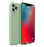MaxGear Custodia in silicone quadrata per iPhone XS - Cover liquida morbida opaca Verde