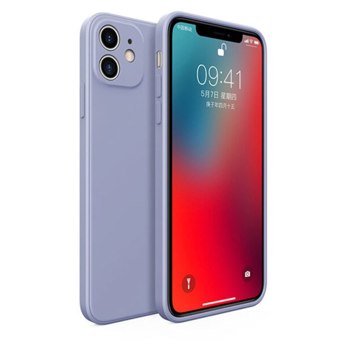 Funda de Silicona Cuadrada Mini para iPhone 12 - Funda Suave Mate Funda Líquida Azul Claro