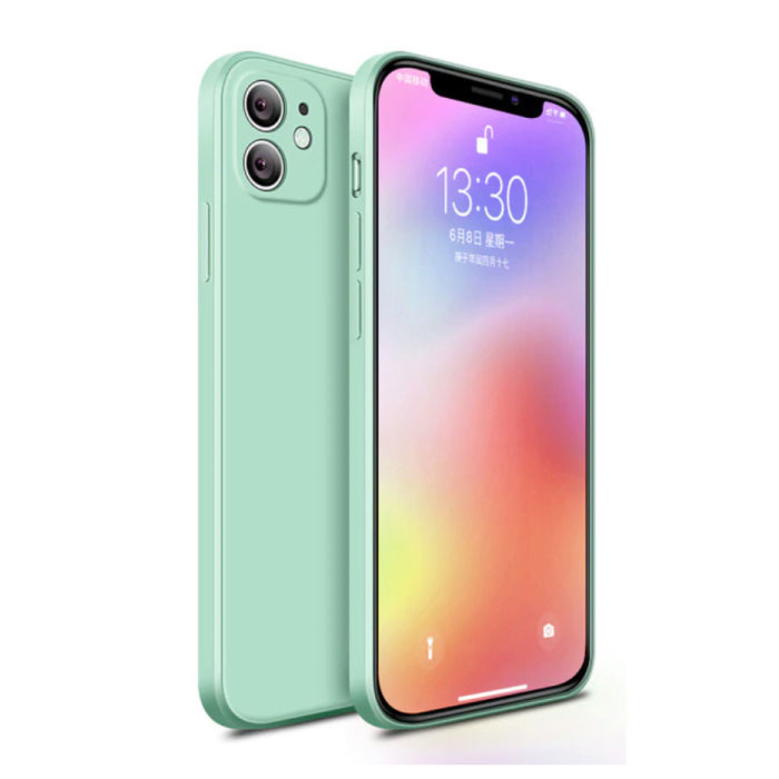 iPhone X Square Silicone Case - Soft Matte Case Liquid Cover Light Green