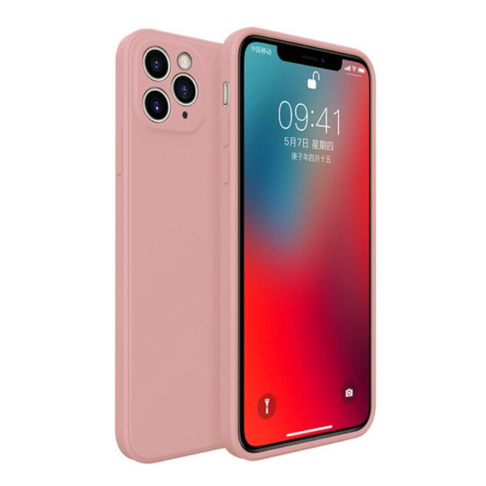 iPhone X Square Silicone Case - Soft Matte Case Liquid Cover Light Pink