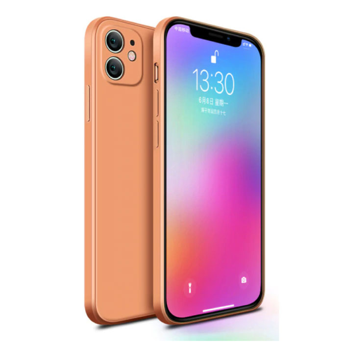 Custodia in silicone quadrata per iPhone 12 - Cover liquida morbida opaca Arancione
