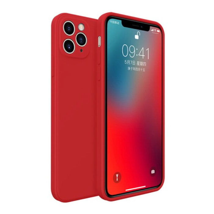 Custodia in silicone quadrata per iPhone 12 Pro Max - Cover liquida morbida opaca rossa