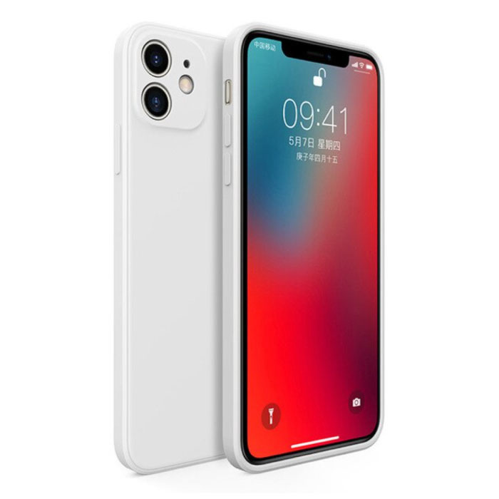 Funda de silicona cuadrada para iPhone 12 Pro - Funda blanda mate Funda líquida blanca