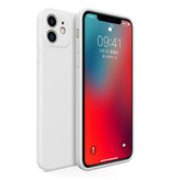 MaxGear Funda de silicona cuadrada para iPhone 11 Pro - Funda blanda mate con funda líquida blanca