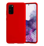 HATOLY Coque en Silicone Samsung Galaxy M30S - Coque Souple Matte Liquid Cover Rouge