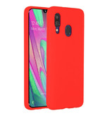 HATOLY Coque en Silicone Samsung Galaxy M30S - Coque Souple Matte Liquid Cover Rouge