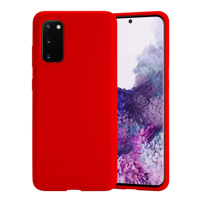 Silikonowe Etui Samsung Galaxy A20 - Miękkie Matowe Etui Liquid Cover Red