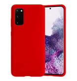 HATOLY Coque en Silicone Samsung Galaxy A10 - Coque Souple Matte Liquid Cover Rouge