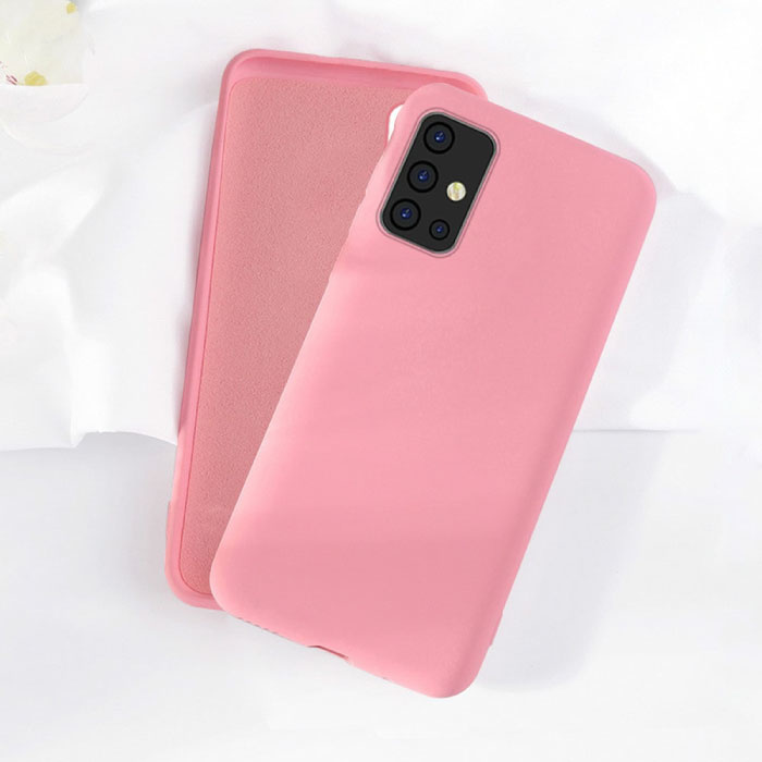 HATOLY Samsung Galaxy A51 Silikonhülle - Soft Matte Case Liquid Cover Pink