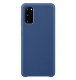 HATOLY Samsung Galaxy Note 20 Silicone Hoesje - Zachte Matte Case Liquid Cover Blauw