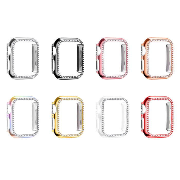 Stuff Certified® Diamantgehäuse für die iWatch-Serie 44 mm - Hard Bumper Case Cover Silver