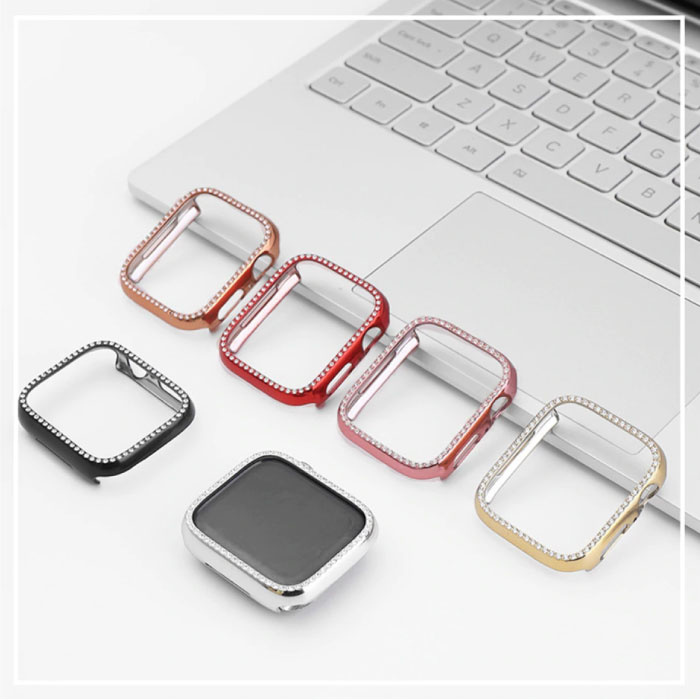 Stuff Certified® Diamantgehäuse für die iWatch-Serie 44 mm - Hard Bumper Case Cover Silver