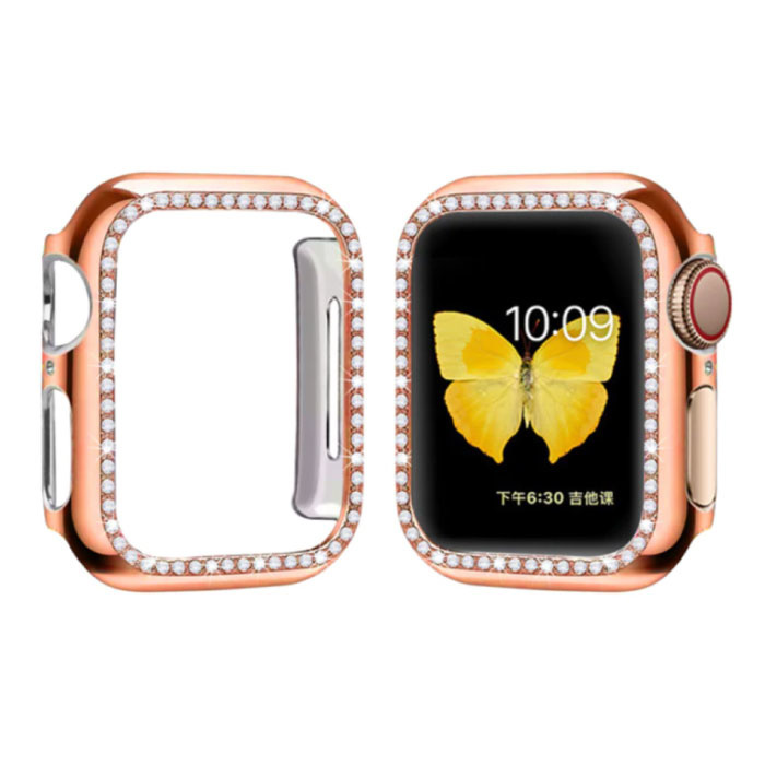 Custodia Diamond per serie iWatch 44mm - Cover rigida per paraurti in oro rosa