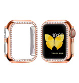 Stuff Certified® Diamentowa koperta do zegarka iWatch 38 mm - twardy pokrowiec na zderzak w kolorze różowego złota