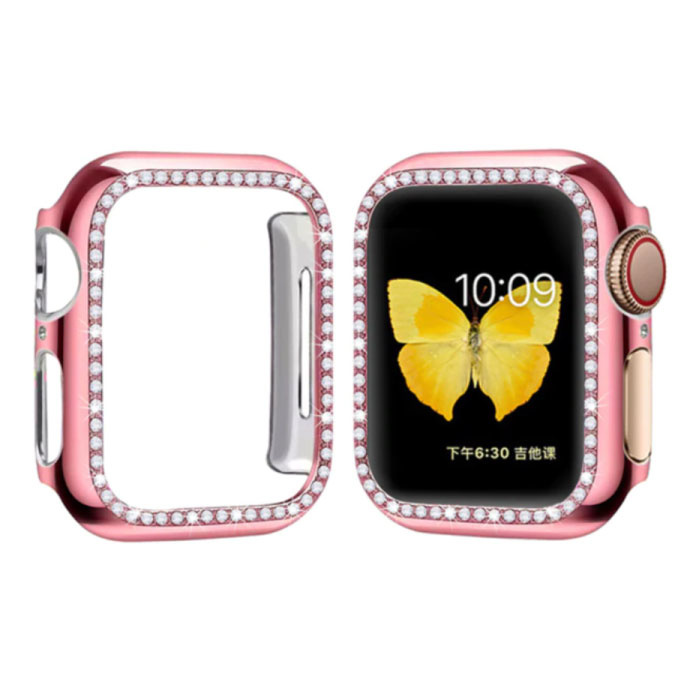 Custodia Diamond per serie iWatch 44mm - Cover rigida per paraurti rosa