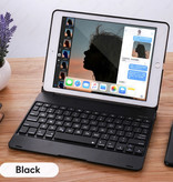 Stuff Certified® Custodia per tastiera per iPad 9.7" - Custodia per Smart Cover Bluetooth in alluminio con tastiera multifunzione QWERTY nera