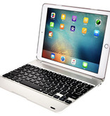 Stuff Certified® Tastaturhülle für iPad 9,7" - QWERTY Multifunktionstastatur Bluetooth Aluminium Smart Cover Hülle Silber