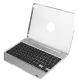 Stuff Certified® Tastaturhülle für iPad 9,7" - QWERTY Multifunktionstastatur Bluetooth Aluminium Smart Cover Hülle Silber