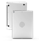 Stuff Certified® Custodia per tastiera per iPad 9.7" - Tastiera multifunzione QWERTY Custodia Smart Cover Bluetooth in alluminio per tastiera argento