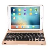 Stuff Certified® Funda con teclado para iPad 9.7 "- QWERTY Teclado multifunción Bluetooth Funda inteligente de aluminio Funda Dorada