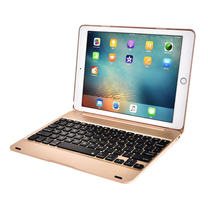 Stuff Certified® Funda con teclado para iPad Mini 1/2/3 - QWERTY Teclado multifunción Bluetooth Funda inteligente de aluminio Funda Dorada