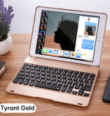 Stuff Certified® Custodia per tastiera per iPad Mini 1/2/3 - Custodia per tastiera multifunzione QWERTY Bluetooth Smart Cover in alluminio Custodia dorata