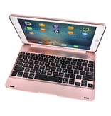 Stuff Certified® Custodia per tastiera per iPad Mini 1/2/3 - Custodia per tastiera multifunzione QWERTY Bluetooth Smart Cover in alluminio Custodia rosa