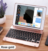 Stuff Certified® Custodia per tastiera per iPad Mini 4/5 - Tastiera multifunzione QWERTY Custodia Bluetooth Smart Cover in alluminio rosa