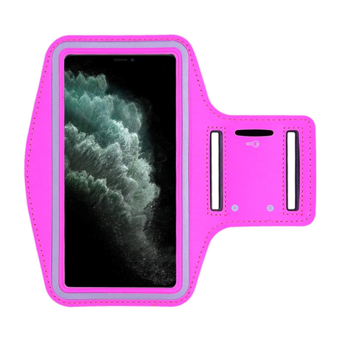 Waterdicht Hoesje voor iPhone 12 Pro - Sport Tasje Zakje Cover Case Armband Jogging Hard Lopen Donkerroze