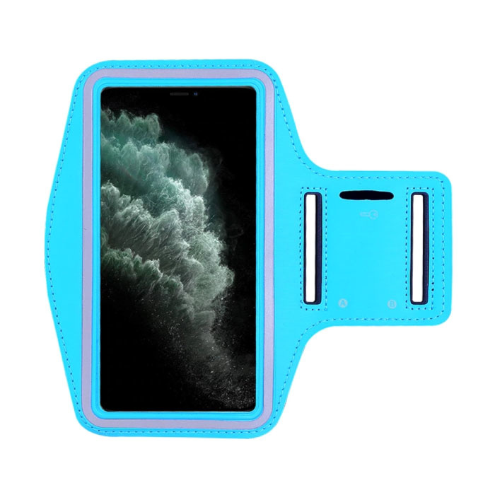 Étui étanche pour iPhone SE - Housse de protection pour pochette de sport Brassard Jogging Running Hard Light Blue