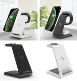 Bonola Station de charge 3 en 1 pour Apple iPhone / iWatch / AirPods - Station de charge sans fil 18W Pad noir / blanc