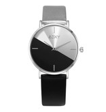 SOXY Montre minimaliste pour femme - Bracelet en cuir - Mouvement à quartz Anologue pour femme Noir