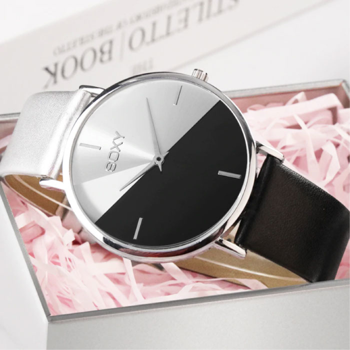 SOXY Reloj Minimalista para Mujer - Correa de piel - Movimiento de Cuarzo Anologue para Mujer Negro