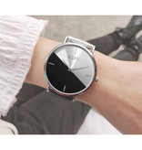 SOXY Minimalist Horloge voor Dames - Leren bandje - Anoloog Kwarts Uurwerk voor Vrouwen Zwart