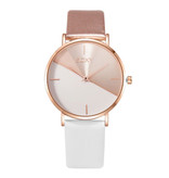 SOXY Montre minimaliste pour femme - Bracelet en cuir - Mouvement à quartz Anologue pour femme Blanc