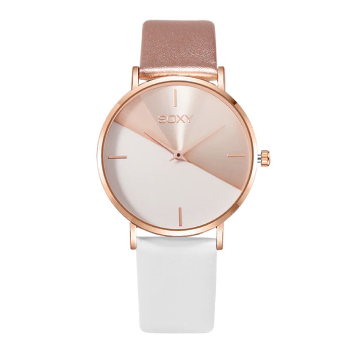 Reloj Minimalista para Mujer - Correa de piel - Movimiento de Cuarzo Anologue para Mujer Blanco