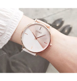 SOXY Minimalistische Uhr für Frauen - Lederarmband - Anologue Quarzwerk für Frauen Weiß