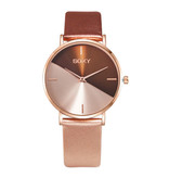 SOXY Montre minimaliste pour femme - Bracelet en cuir - Mouvement à quartz Anologue pour femme Or